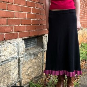 Black Skirt with Pink Ruffle Hem